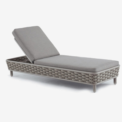أثاث خارجي حمام سباحة Sun Rope Woven Chaise Lounge Chair كاكي لحديقة فناء بركة