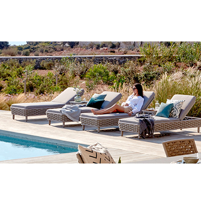 أثاث خارجي حمام سباحة Sun Rope Woven Chaise Lounge Chair كاكي لحديقة فناء بركة
